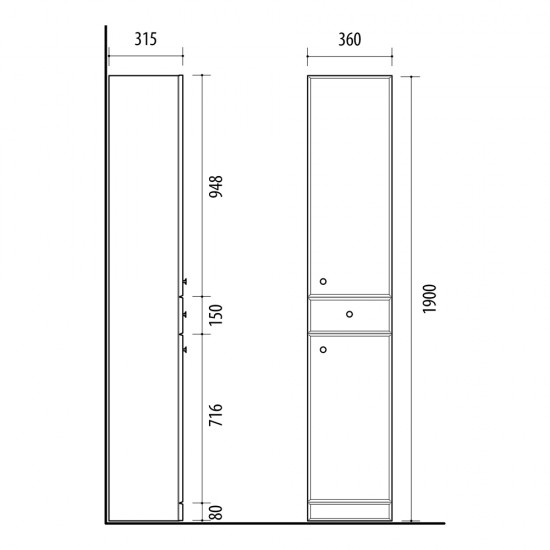 Ūkinė spintelė Riva SU36 36 cm balta, pastatoma