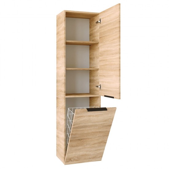 Ūkinė spintelė Riva SU42 42 cm Sonoma Oak, su skalbinių krepšiu 