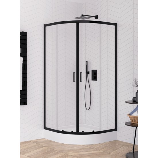 Dušo kabina New Trendy Suvia PV 90 x 90 cm juoda, skaidrus stiklas