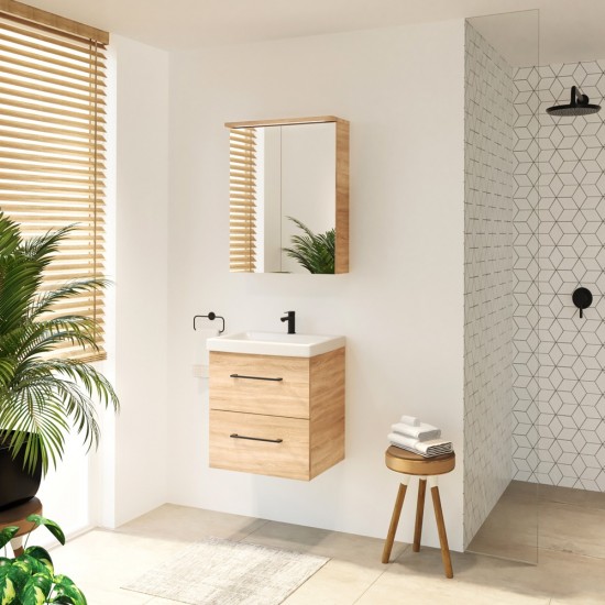 Veidrodinė spintelė Riva SV50-9K 48 cm Sonoma Oak, su apšvietimu