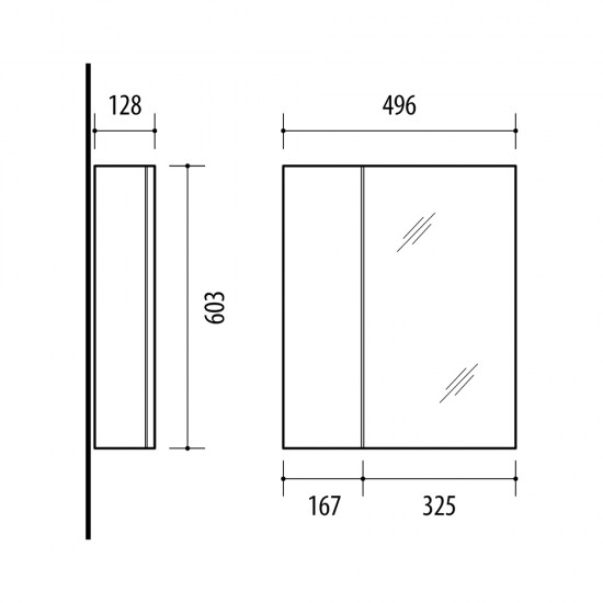 Veidrodinė spintelė Riva SV50A-2 50 cm balta