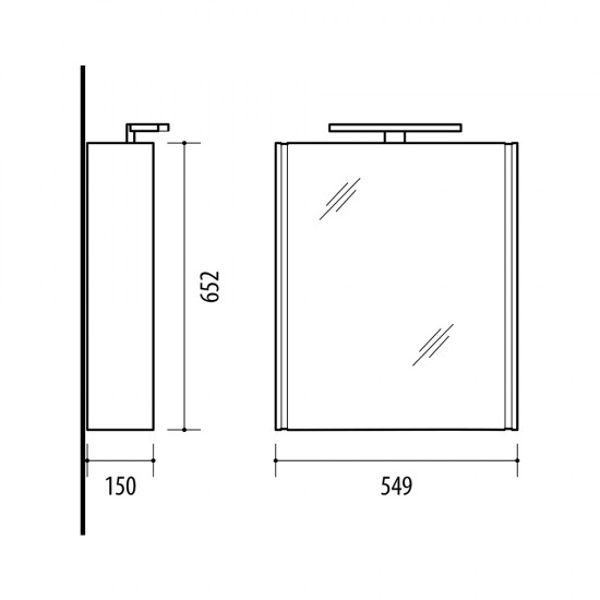 Veidrodinė spintelė Riva SV55-3 55 cm balta, su apšvietimu