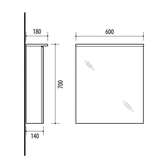 Veidrodinė spintelė Riva SV60C-2 60 cm balta, su apšvietimu