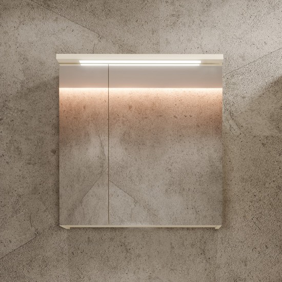 Veidrodinė spintelė Riva SV61F 60 cm Beige matinė, su apšvietimu