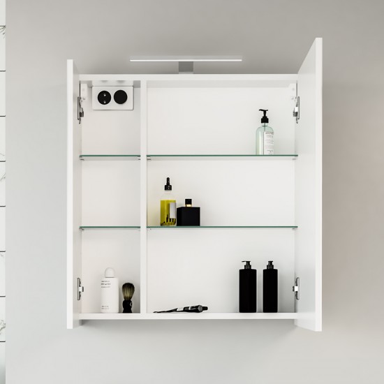 Veidrodinė spintelė Riva SV64E 64 cm balta, su apšvietimu