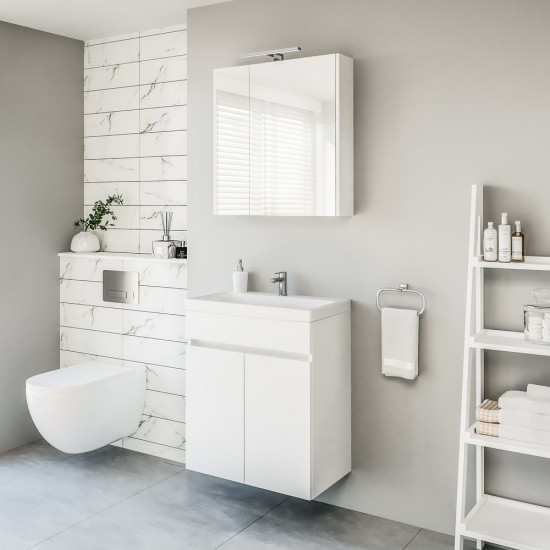Veidrodinė spintelė Riva SV64E 64 cm balta, su apšvietimu