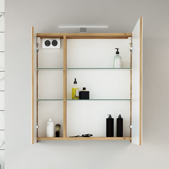Veidrodinė spintelė Riva SV64E 64 cm Gold Craft Oak, su apšvietimu