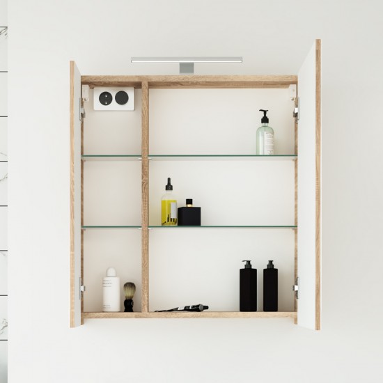 Veidrodinė spintelė Riva SV64E 64 cm Sonoma Oak, su apšvietimu