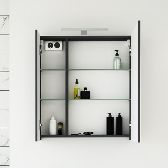 Veidrodinė spintelė Riva SV64E 64 cm Woodflow Ash, su apšvietimu