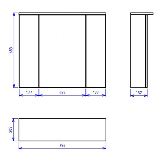 Veidrodinė spintelė Riva SV80-3 80 cm balta, su apšvietimu