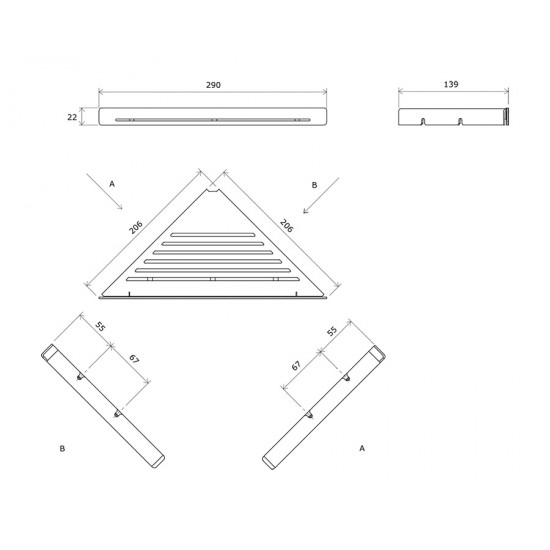 Lentynėlė voniai RAVAK Shelf Slim C juoda / chromas