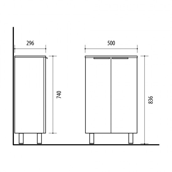 Ūkinė spintelė Riva UA50RV-3 50 cm balta, pastatoma 