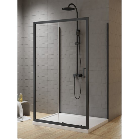 Dušo kabina New Trendy Varia DS1 100 x 80 x 200 cm juoda matinė, skaidrus stiklas