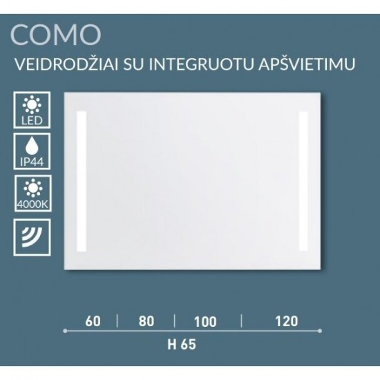 Veidrodis su integruotu LED apšvietimu COMO 120 x 65
