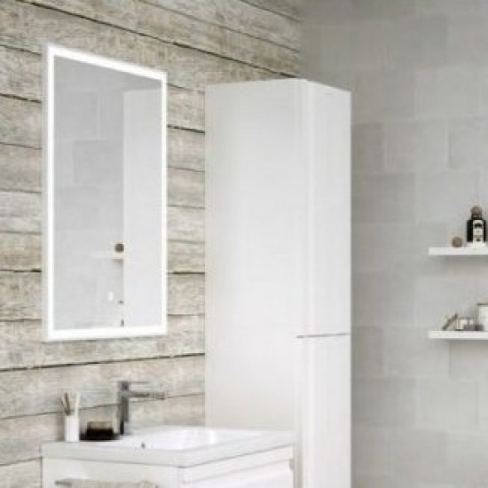 Šviečiantis veidrodis su baltu matiniu rėmeliu Kame LOTUS 80 x 60
