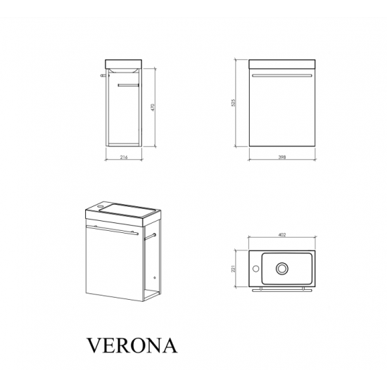 Spintelė voniai Blu Verona 40 cm su praustuvu