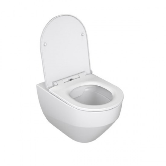 WC puodo Ravak Zante RimOFF su Soft Close dangčiu ir potinkinio rėmo TECE Base su baltu nuleidimo klavišu komplektas